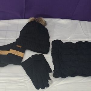 Black Knit Winter Accessories Set